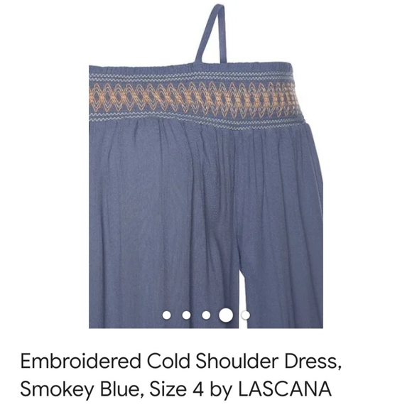 Embroidered Cold Shoulder Dress, Smokey Blue, Size 12 never worn NWT - Picture 4 of 5